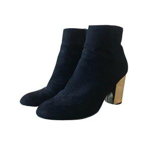 Steven Madden Suede Black and Gold Boots